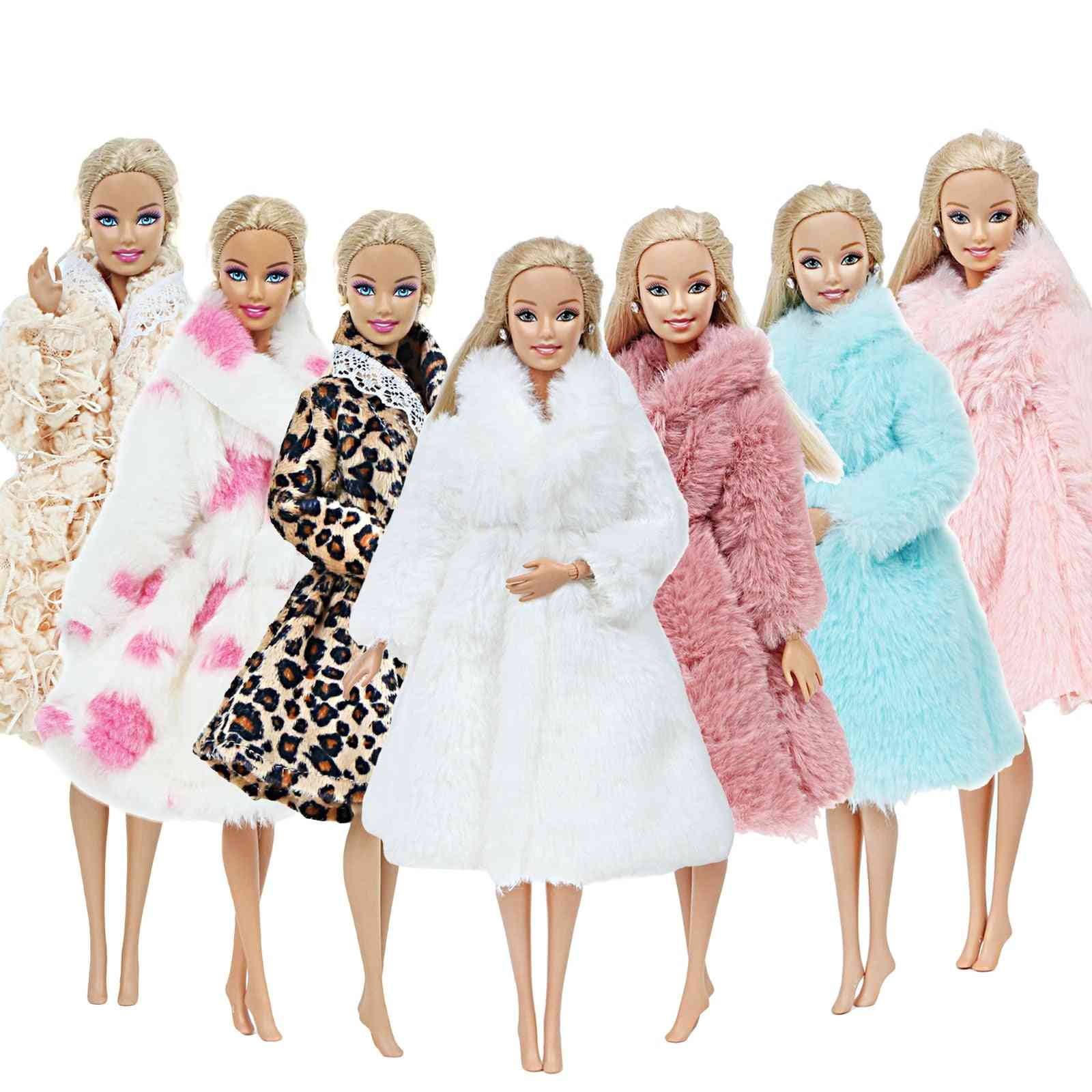 Handmade, High Quality Fur Coat Dress For Barbie Doll - Winter Wear Outfit