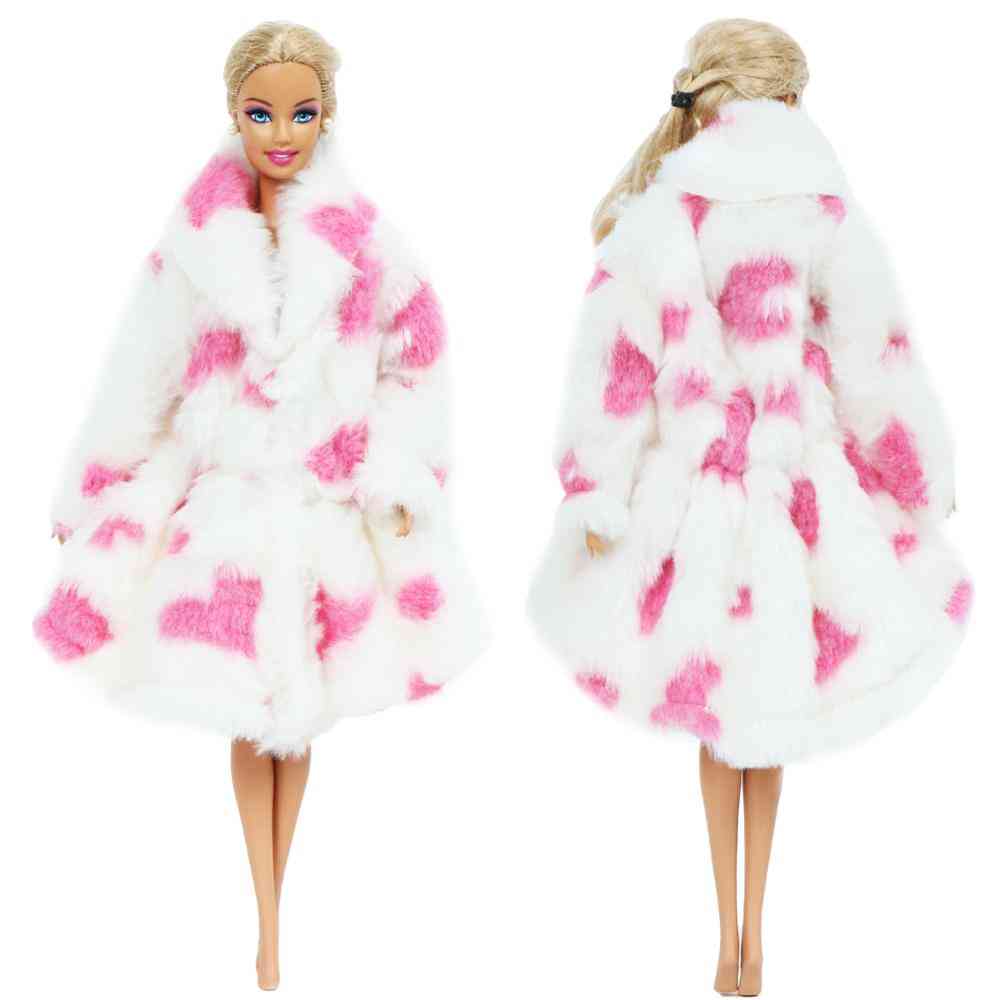 Vestido de abrigo de muñeca de alta calidad hecho a mano de 1 pieza, piel para muñeca barbie - accesorios de muñeca de ropa de invierno - no.fg