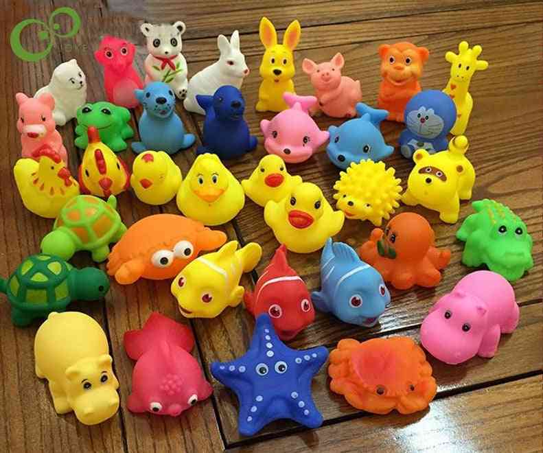 10 sztuk Śliczne zabawki do kąpieli dla dzieci-Myj zwierzęta, miękki gumowy pływak Squeeze zabawki dźwiękowe dla dziecka -