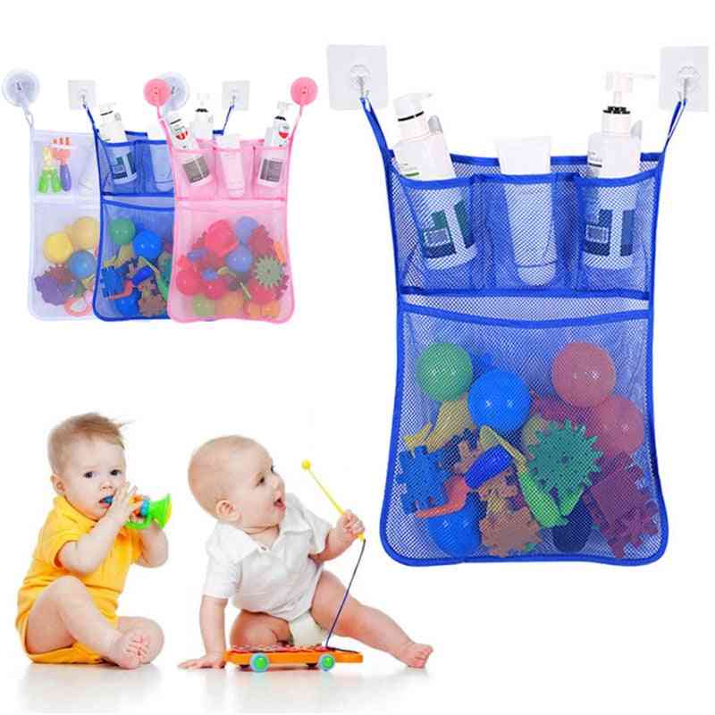 Cesto appeso per riporre giocattoli per bambini - borsa organizer per giocattoli da bagno con ventosa - bianco