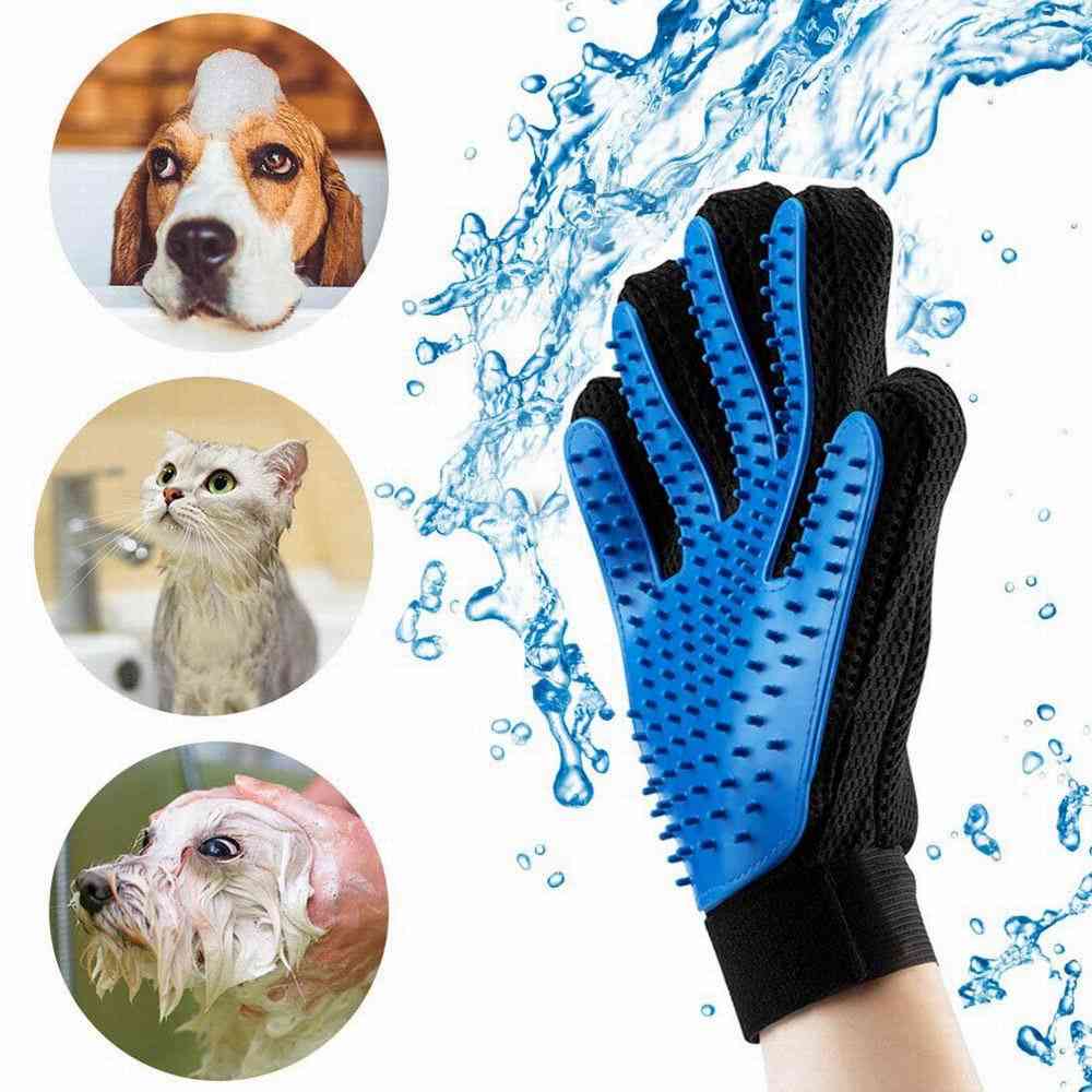 Soft Silicone Glove Grooming Brush, Dog Cat Grooming Bath Cleaning Glove Supplies, Glove Combs