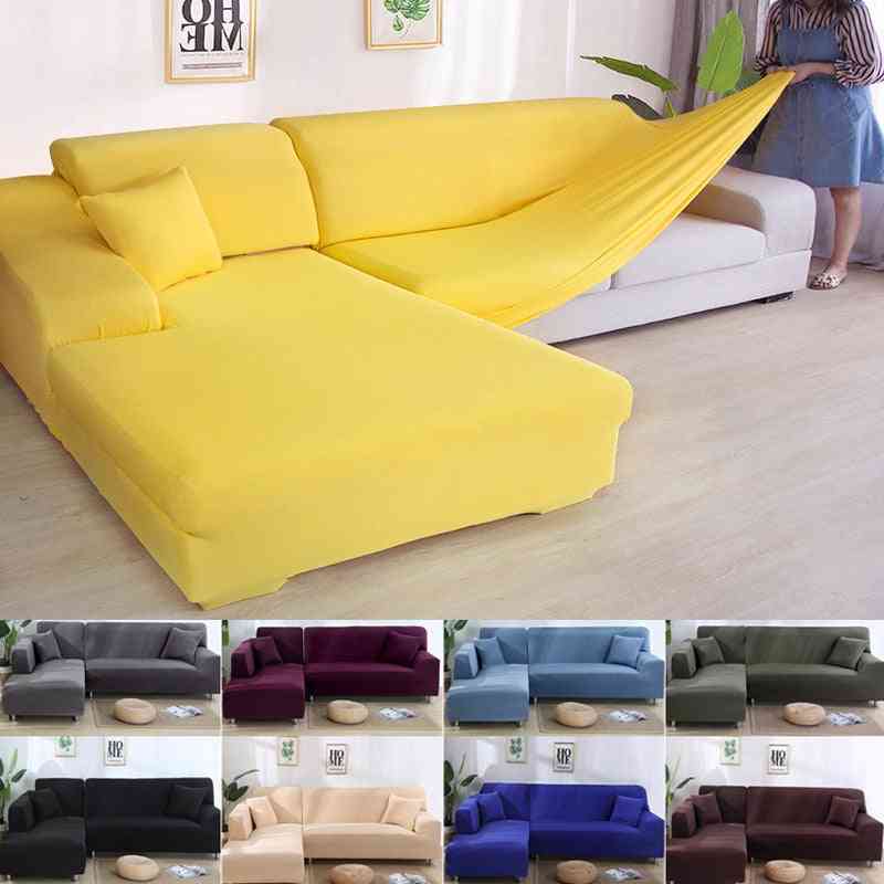 Solid Color Corner Sofa Covers For Living Room, Elastic Spandex Slipcovers Couch Cover