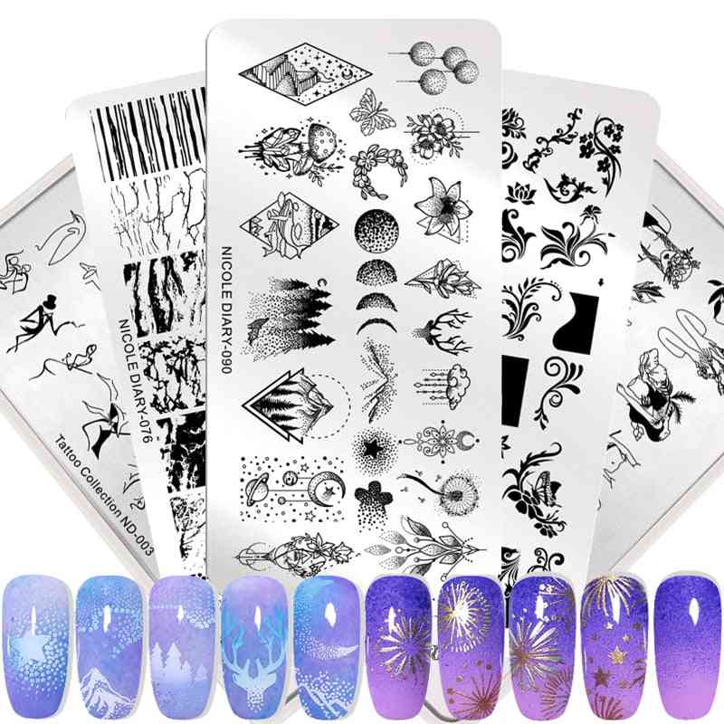 Nail Stamping Marble Plates Image Stamp Templates Geometric Printing Stencil Tools - Nail Art Templates