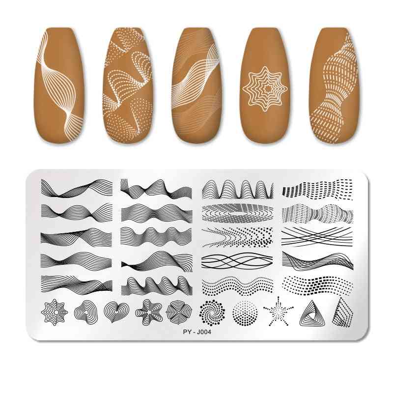 Geometric Design Stamping Plate Flower - Stainless Steel Nail Art Print Template
