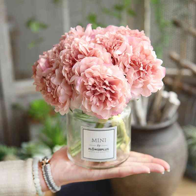 Mano de seda floreciente peonía falsa seda rosa hortensias boda artificial decoración del hogar - a05-1