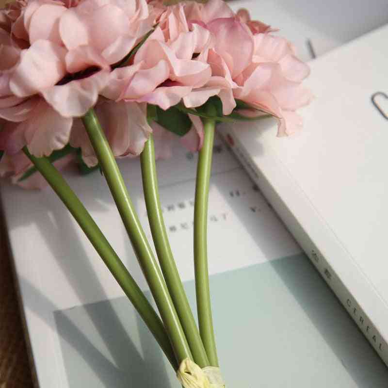 Hånd silke blomstrende pæon falske lyserøde silke hortensiaer kunstigt bryllup boligindretning - a05-1