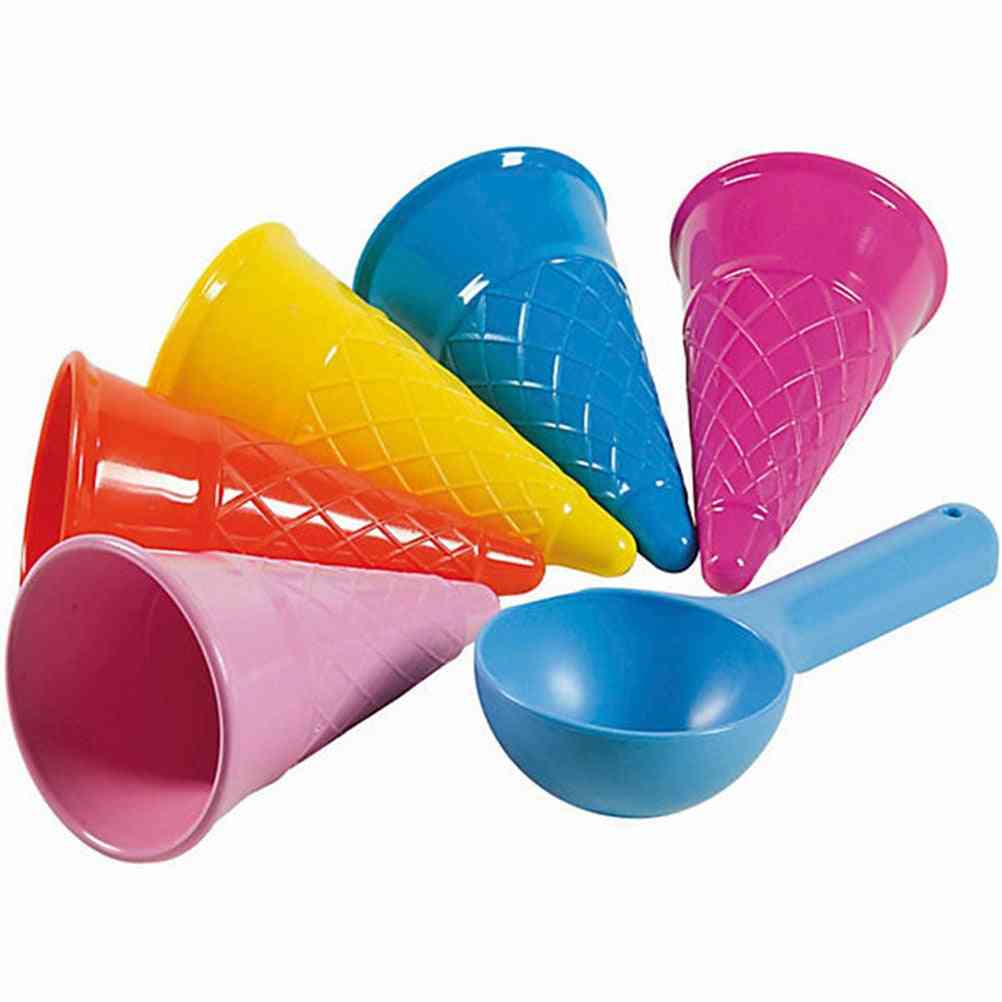 комплекти за конус за сладолед и лъжичка-играчка за плаж от пясък за деца