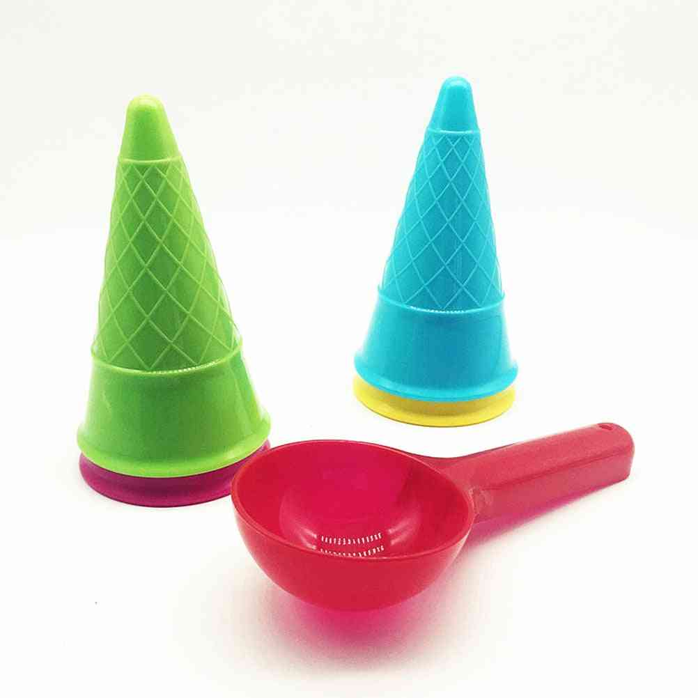 комплекти за конус за сладолед и лъжичка-играчка за плаж от пясък за деца