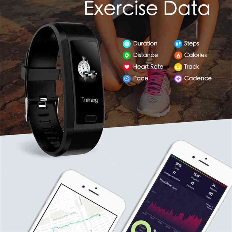 Touch screen smart band watch smart armbånd - sport fitness stil til mænd kvinder - t12 sort