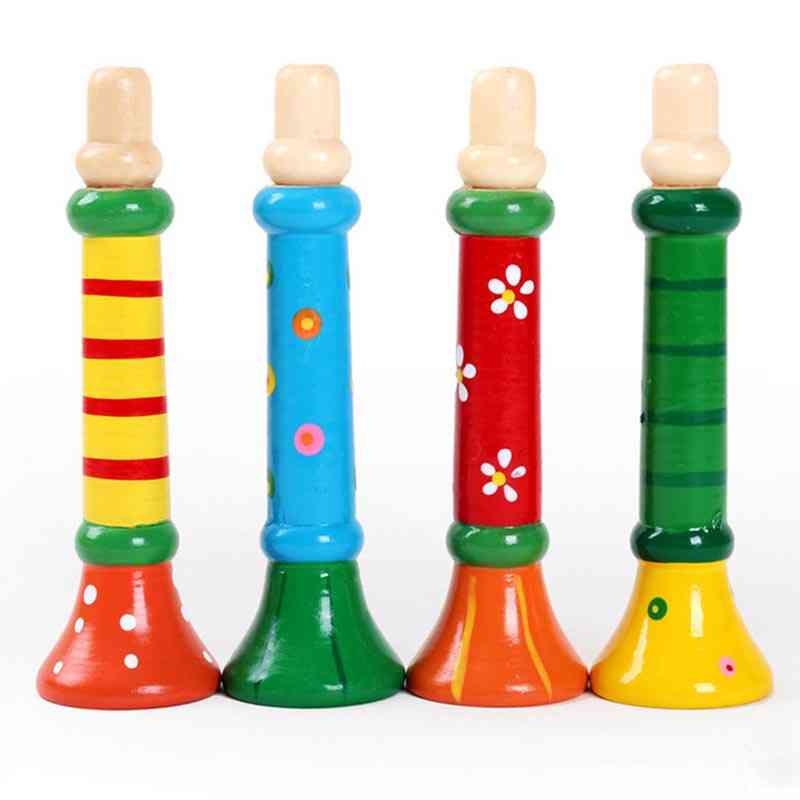 1pcs Colorful Wooden Trumpet Buglet Hooter Bugle Education, Musical,  Toys For Kids
