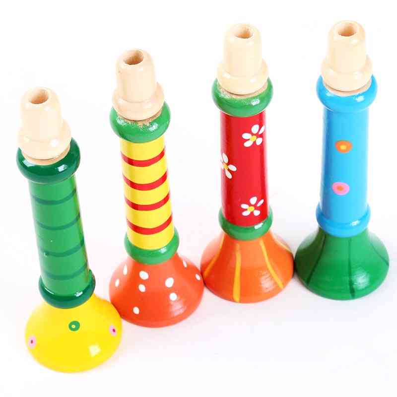1pcs Colorful Wooden Trumpet Buglet Hooter Bugle Education, Musical,  Toys For Kids