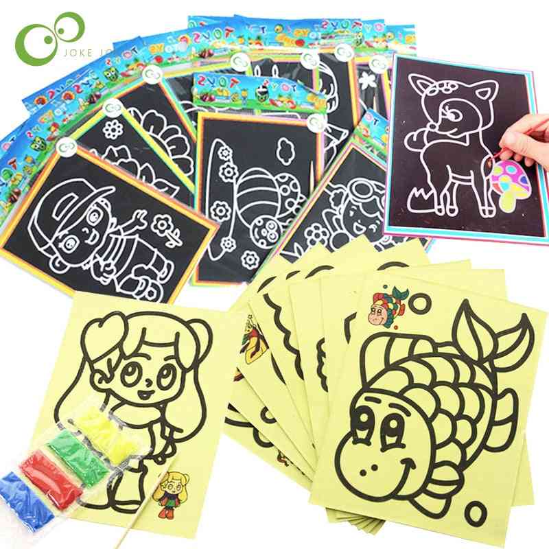 20pcs Early Educational Learning Creative Drawing For- Magic Scratch Art Doodle Pad Sand Painting Cards Gyh