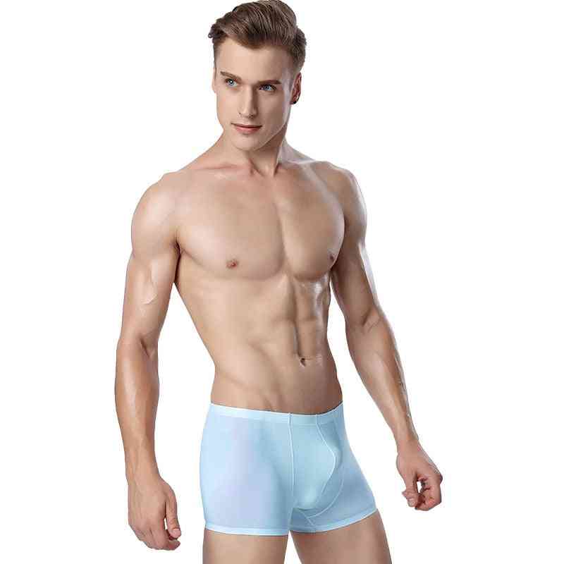 3pcs Men's Boxer Solid Translucent- Underpants Breathable Panties  Ice Silk Seamless