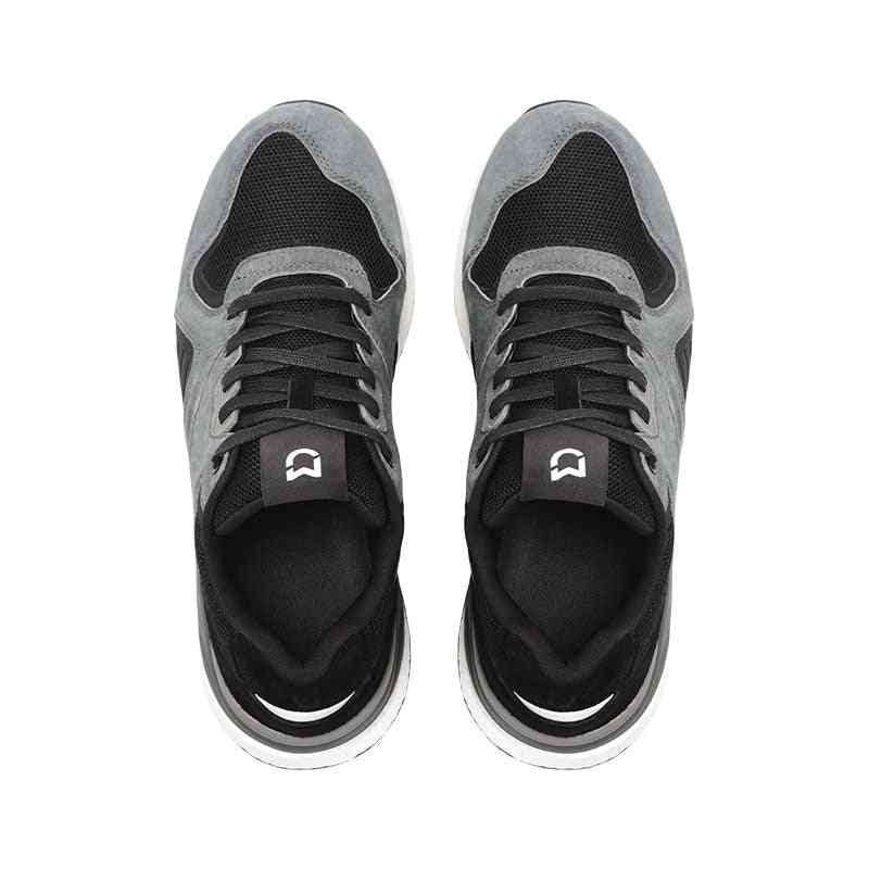 Retro sneaker schoenen echt leer duurzaam ademend voor buitensporten - zwart grijs 39