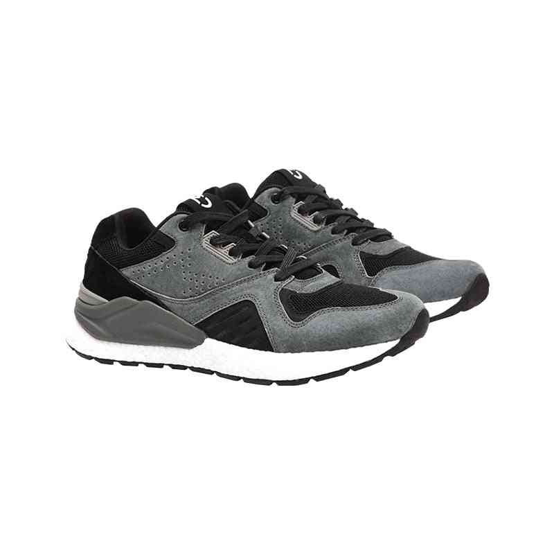 Chaussures sneaker rétro en cuir véritable durable-respirant pour les sports de plein air - noir gris 39