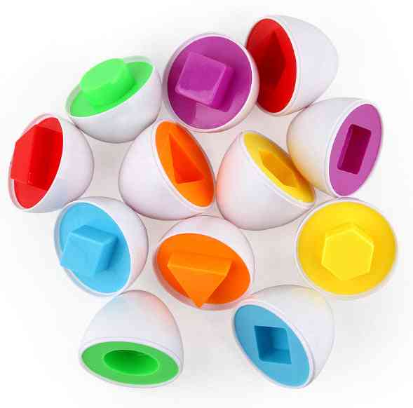 3/6 Stück zufällige Farben & Formen Montessori lernen Mathe Spielzeug - Smart Eggs 3D-Puzzle-Spiel für Kinder - 3 Stück Smart Eggs