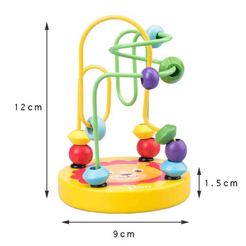 Boy / Montessori Wooden- Wooden Circles Bead Wire Maze Roller Coaster Educational Wood Puzzles Toddler Educational Toys