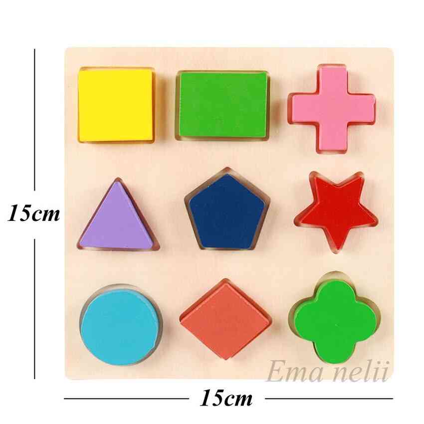 Geometric Shape And Color Matching-wooden 3d Puzzles For