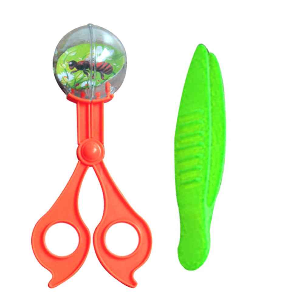 2pcs/set Bug Insect Catcher Scissors Tongs Tweezers Clamp Cleaning Tool Kids Toy (as Picture Show)