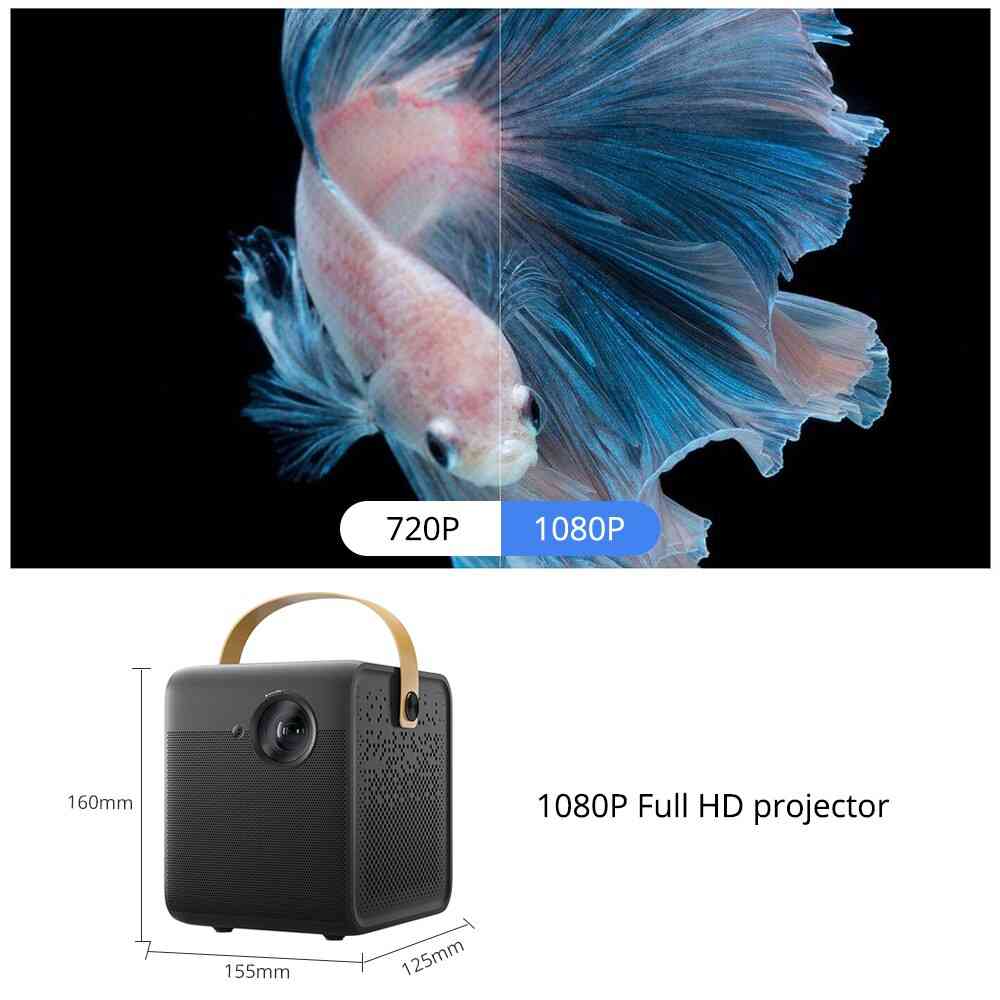 Smart 1080p Fhd Dlp Projector 550ansi Lumens 2gb+16gb Android Wifi 16000 Mahbattery Support 4k For Home Theater