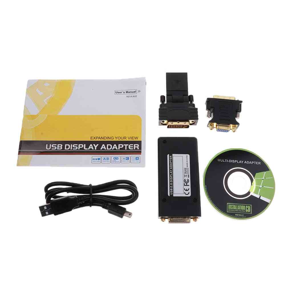 Usb 2.0  To Dvi/vga/hdmi Multi Display Monitor Converter Adapter For Pc