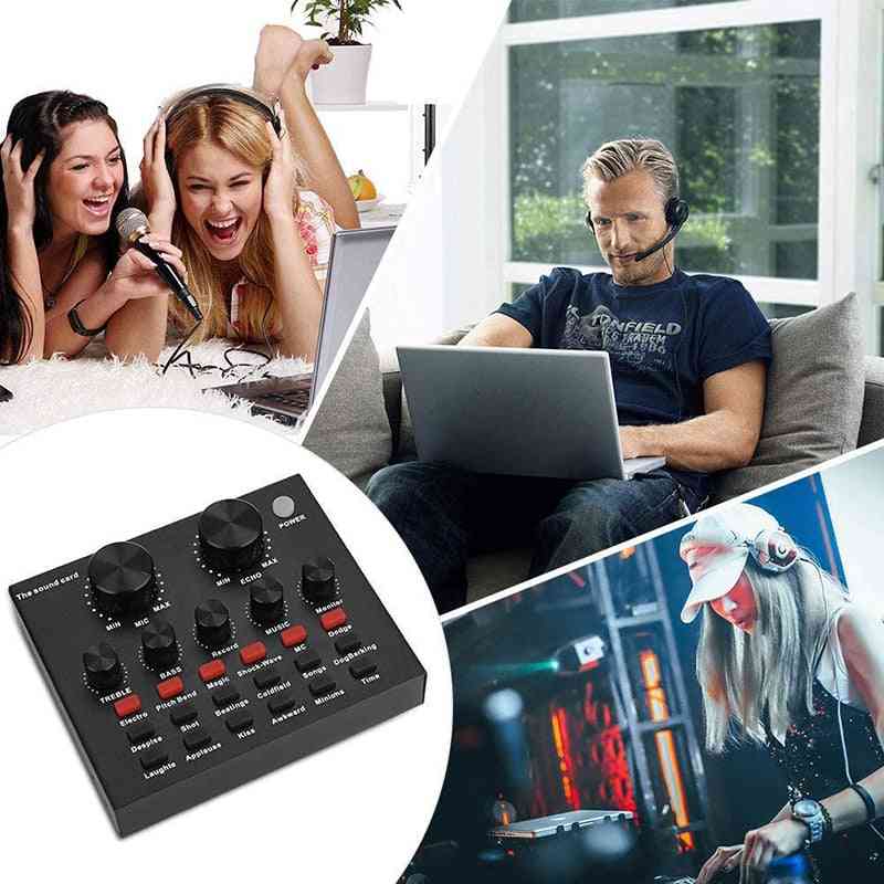 Röstväxlare ljudkort usb-headsetmikrofon och webbsändning live med 12 typer av elektrisk ljudsändning -