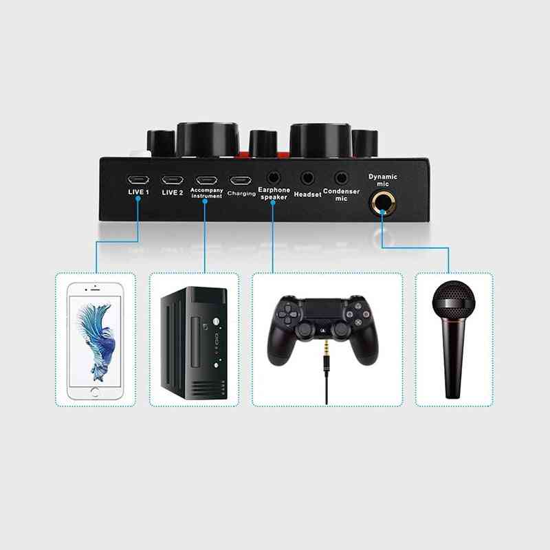 Voice Changer Sound Card Usb -headset Microphone And Webcast Live With Electric Sounds Broadcast