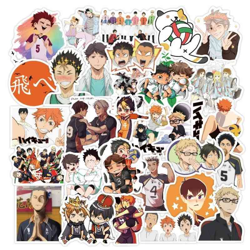 50pcs/set Haikyuu- Stickers Japanese Anime Sticker Volleyball For Decal On Guitar, Suitcase, Laptop, Phone, Fridge, Motorcycle Car