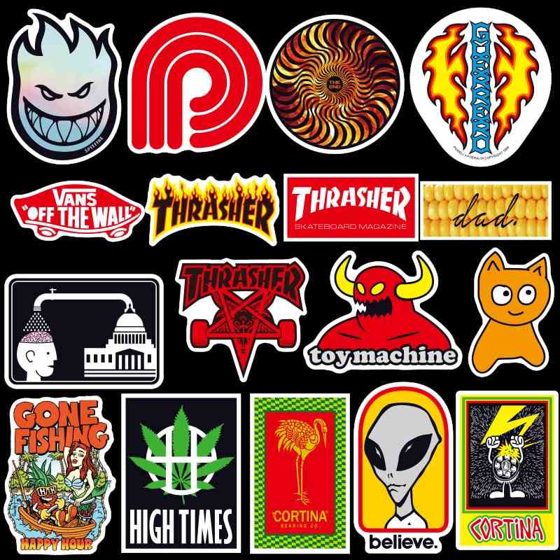 100 stk skateboard motemerke logo vanntett klistremerke til bagasje, bil, guaitar, skateboard, telefon, laptop, sykkel klistremerker -