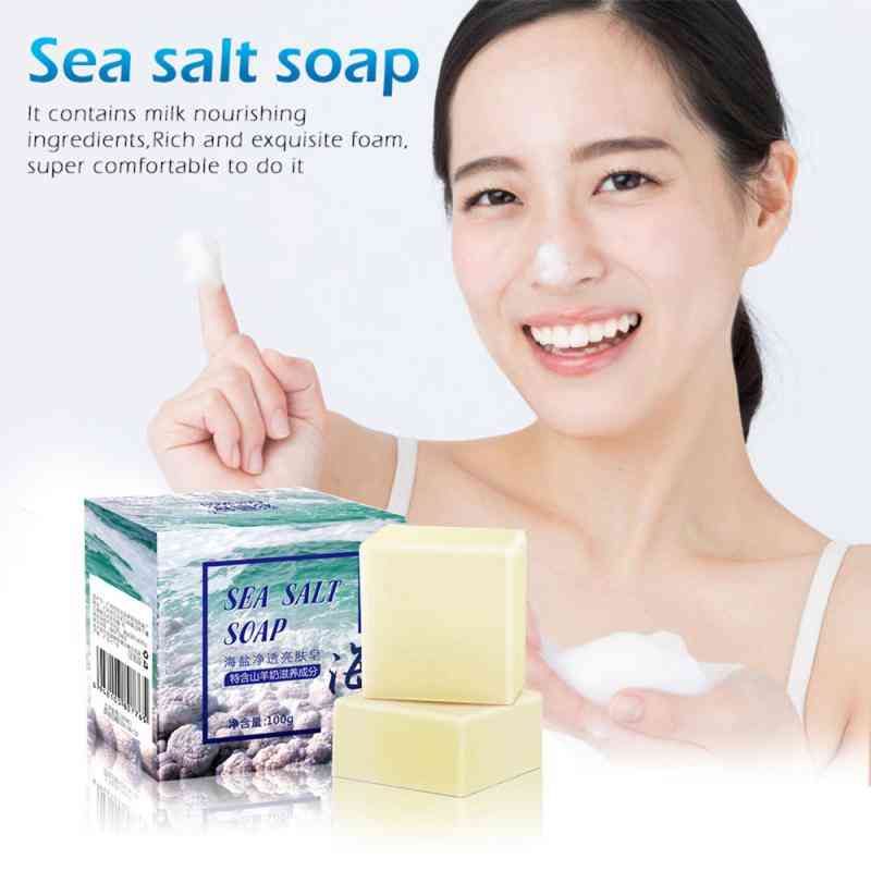 Savon pour le visage blanchissant hydratant - éliminer les pores des boutons, traitement de l'acné pour les soins du visage - savon au sel de mer