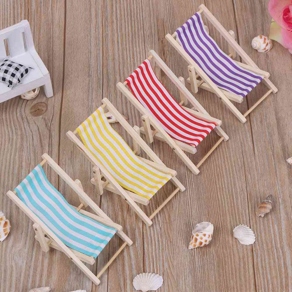 Wooden Lounge Chair Striped For Dollhouse Miniature Furniture