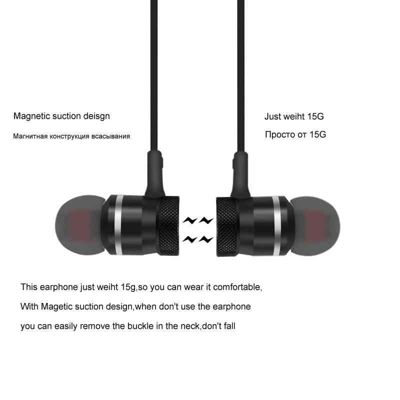 Magnetyczne bezprzewodowe słuchawki z pałąkiem na kark Bluetooth 5.0 sportowe z mikrofonem do wszystkich telefonów - czarne