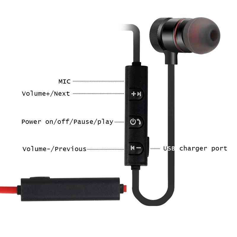 Magnético inalámbrico 5.0 bluetooth banda para el cuello auriculares deportivos con micrófono para todos los teléfonos - negro