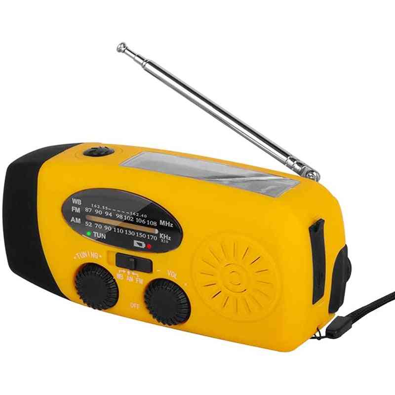1000mah Solar Emergency Radio - Am,fm,wb Weather Radio, Hand Crank Radio With 3 Led Flashlight, 1000 Mah As A Phone Power Bank