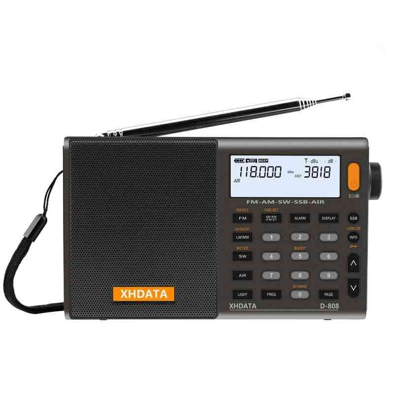 Bärbar radio hög känslighet och djupt ljud FM stereo multi band med LCD display, alarm, temperatur -