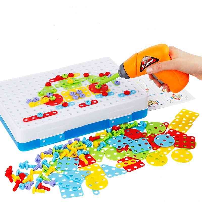 Drill Puzzle Educational, Diy Screw Group, Kidstool Kit Plastic Boy Jigsaw Mosaic Design Building Toy