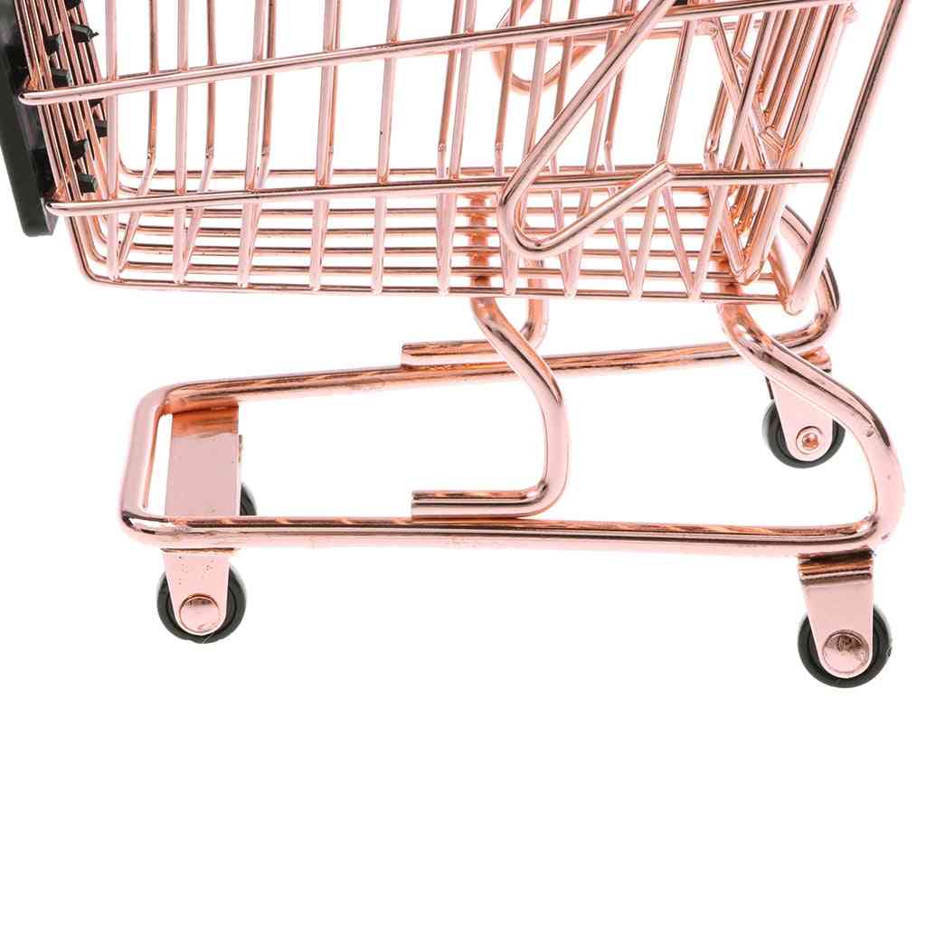 Mini Metal Shopping Cart Salesman Sample For Pretend Play Toy- Home / Office Desk Dollhouse Decoration