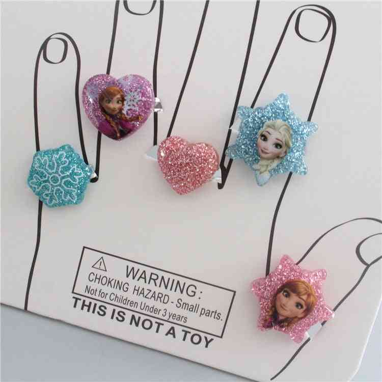 5pcs / set anillo ajustable de dibujos animados para niños frozen, 2 accesorios de dibujos animados de la princesa elsa-nuevos juguetes encantadores de disney mickey minnie girl - frozen