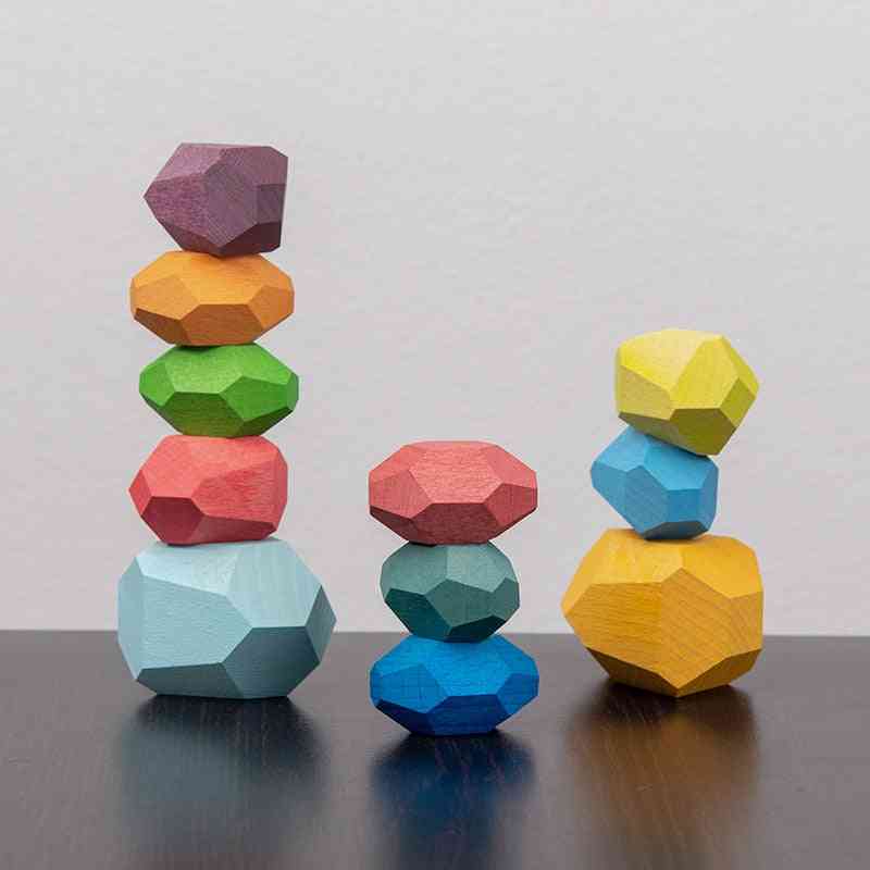 Lasten värilliset kivi jenga-pinoamispalikat - luovat opettavaiset lelut lapsille