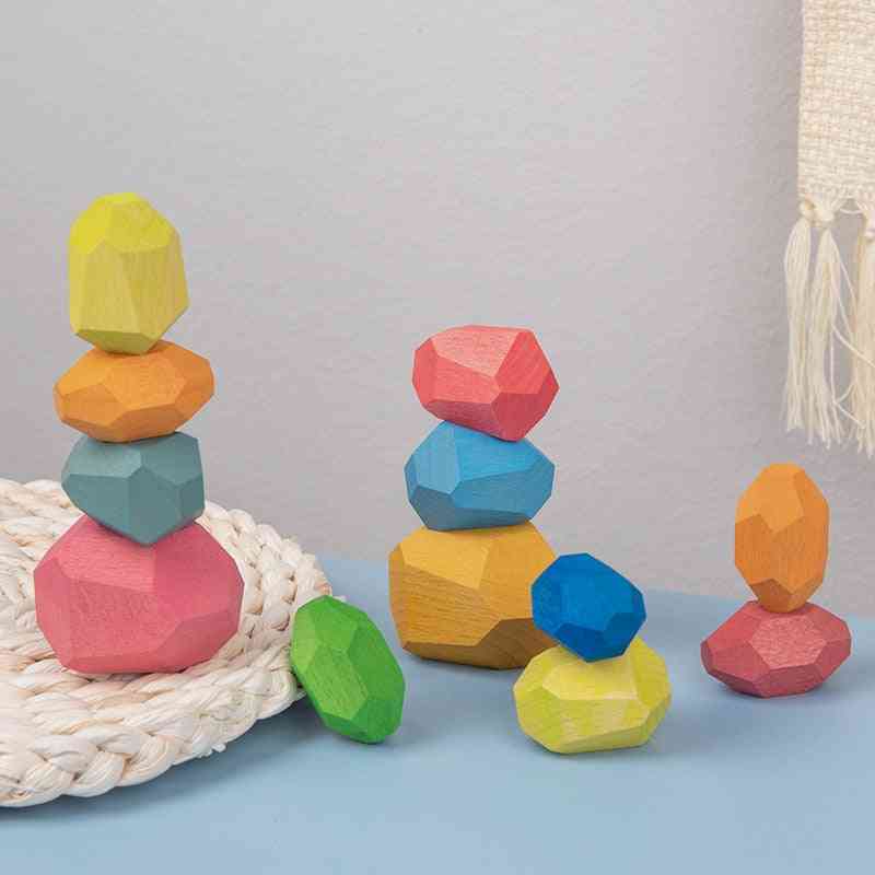 Lasten värilliset kivi jenga-pinoamispalikat - luovat opettavaiset lelut lapsille