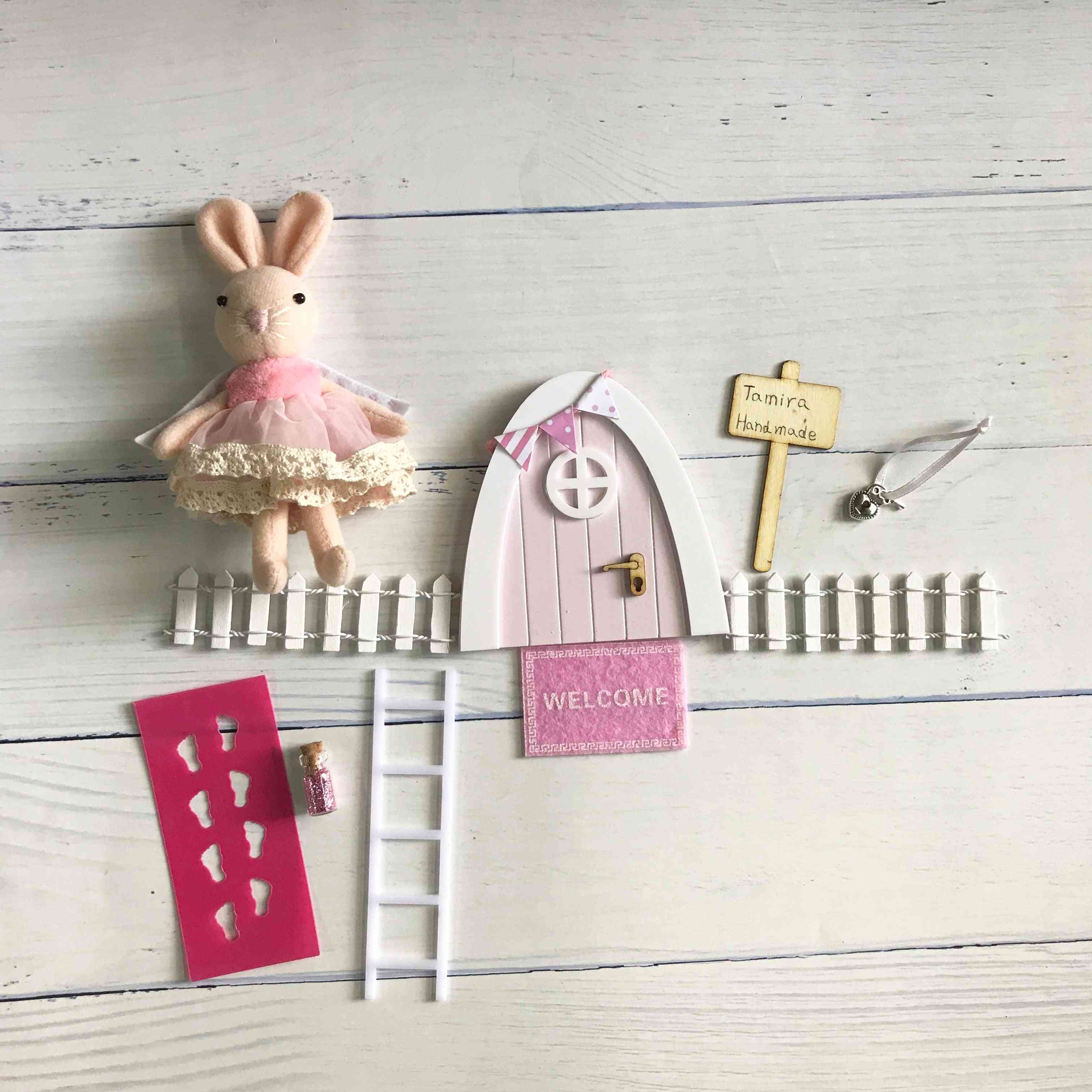 Hand Made, Mini Wooden Fairy Door And Sign Post