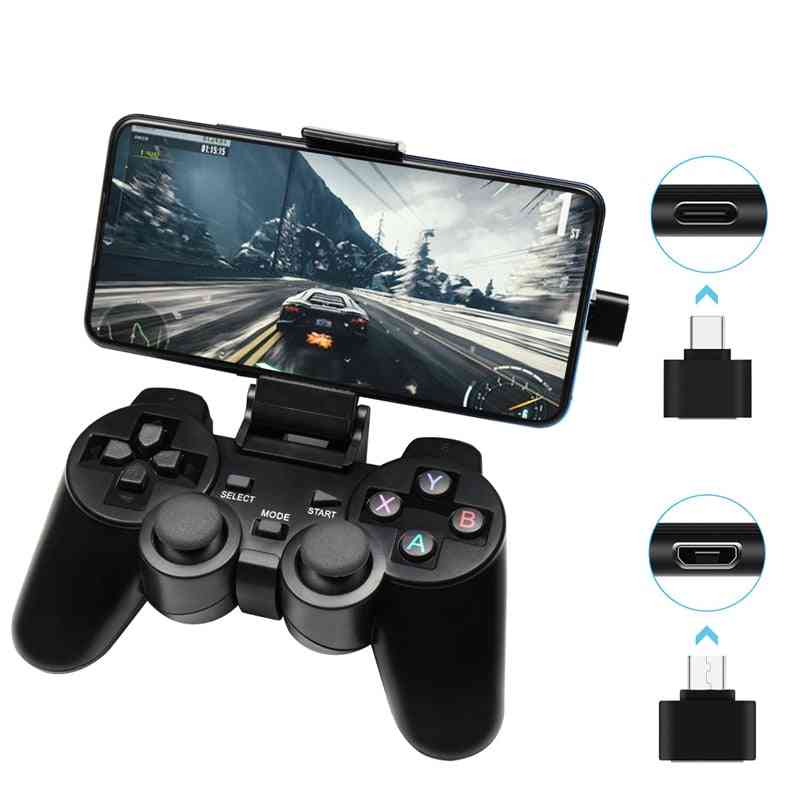 Draadloze gamepad voor android telefoon / pc / ps3 / tv box joystick - 2.4g joypad gamecontroller voor xiaomi smartphone - blauw met clip