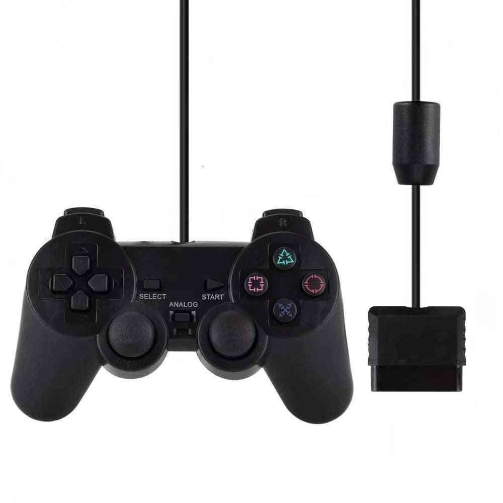 Trådbunden gamepad, joystick för sony ps2-kontroller - vibrationschock joypad-kontroll - svart