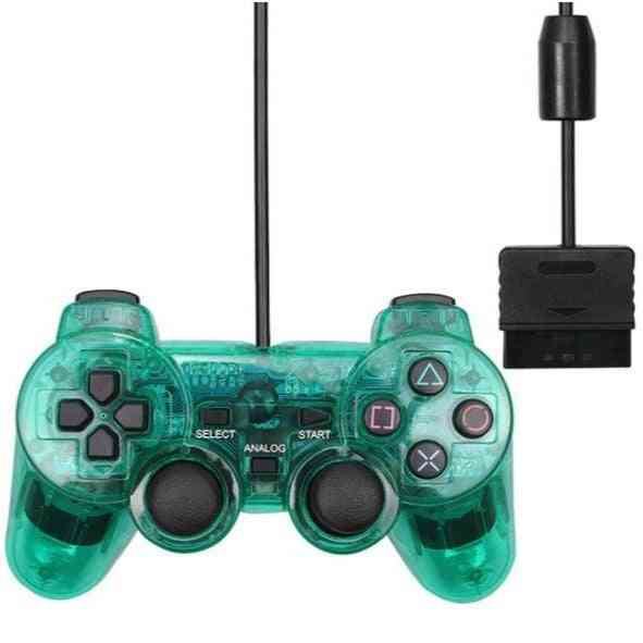 Kablet gamepad, joystick for sony ps2-kontroller - vibrasjonssjokk joypad-kontroll - svart