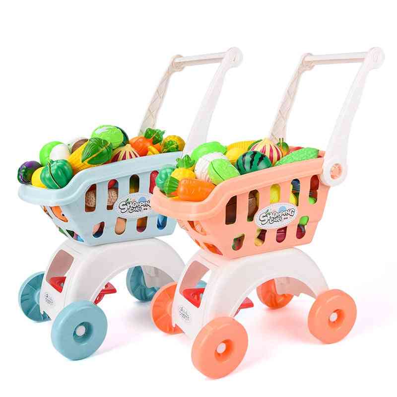 Children Handcart Simulation Supermarket Hand Trolley- Mini Shopping Cart Creative Play Role In Pretend Game