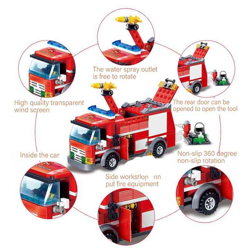 Tűzoltókocsi építőkövei város gyerekeknek oktatási játékok trükkök