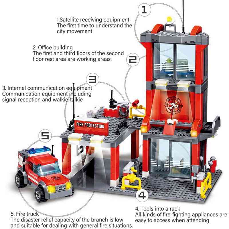 774 stuks brandweerwagen bouwstenen stad voor kinderen educatief - speelgoed trucs -