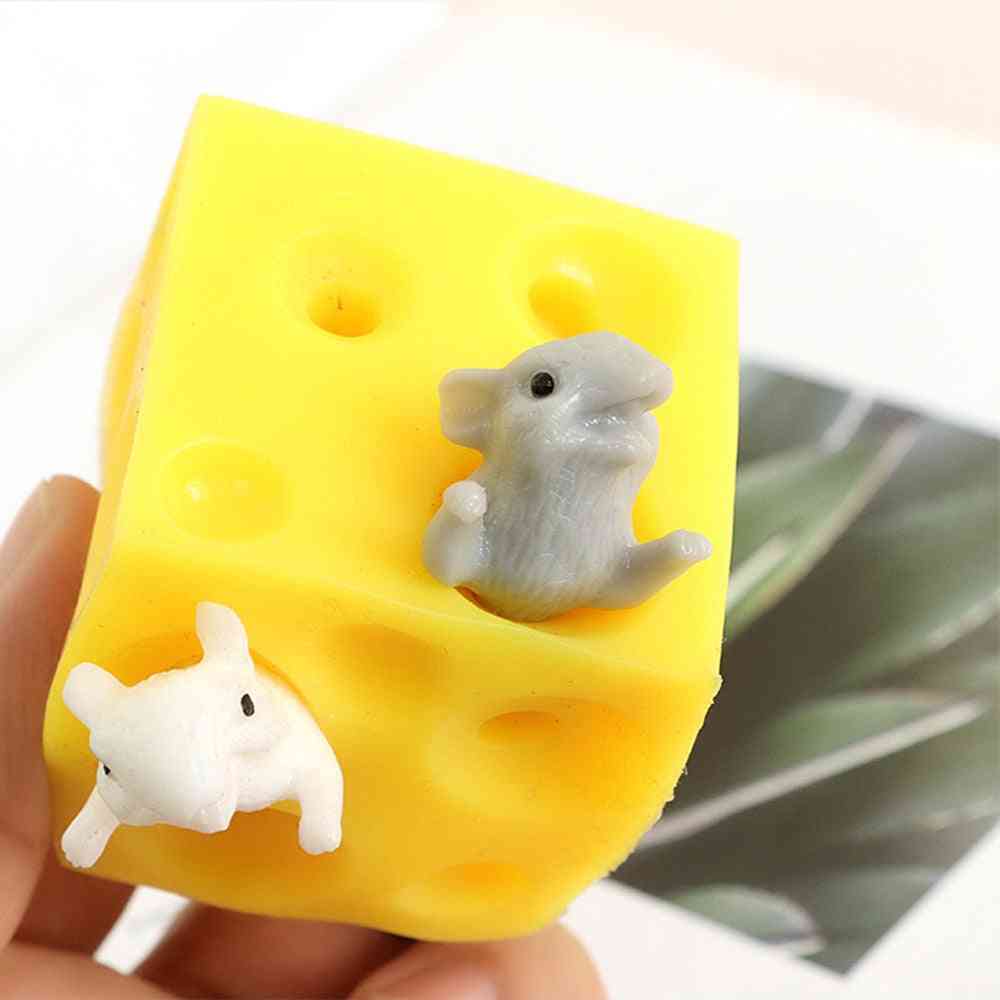Hide And Seek Stress Relief Mouse And Cheese Toy - Squishable Figures Block Stress Busting Fidgets