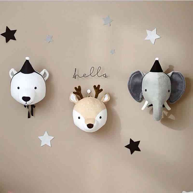 3d Animal Heads-wall Hanging For Nursery, Decor And Photo Props