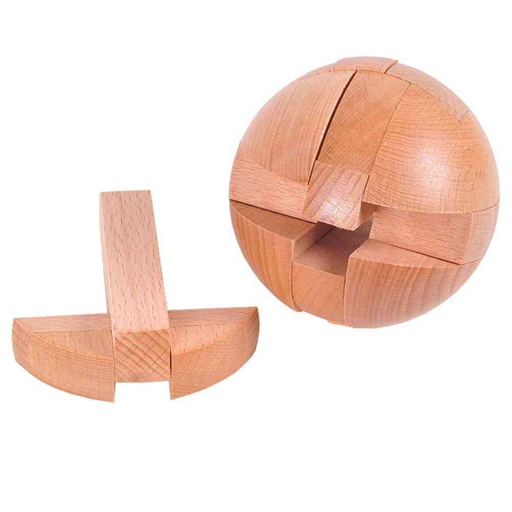 Puzzle di legno sblocca giocattolo foro sferico serratura diametro 6 cm giocattoli educativi per bambini (legno) -